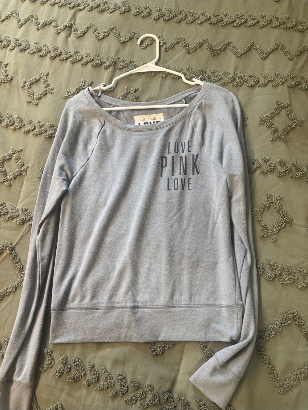 PINK Victoria's Secret Light Gray 'Love PINK Love' Pullover Sweatshirt